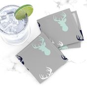 Deer - Navy,mint,grey,white