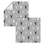 Deer - Navy,mint,grey,white