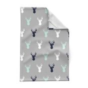 Deer - Navy,mint,grey,white