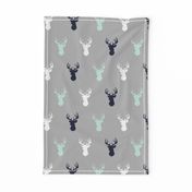 Deer - Navy,mint,grey,white