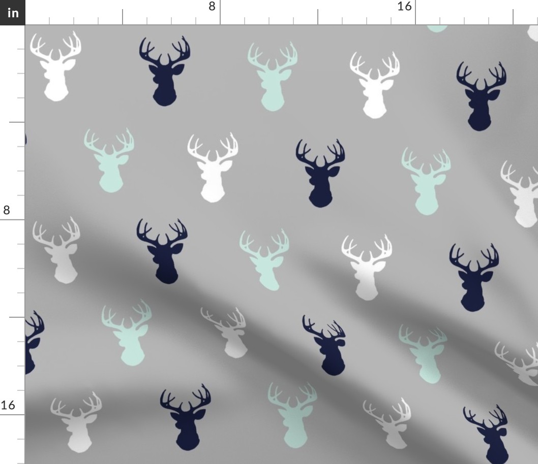 Deer - Navy,mint,grey,white