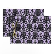 Ornate Gate Damask Black on Lilac