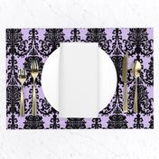 Ornate Gate Damask Black on Lilac