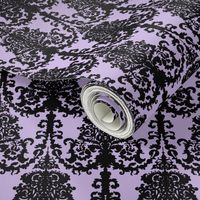 Ornate Gate Damask Black on Lilac