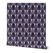 Ornate Gate Damask Black on Lilac