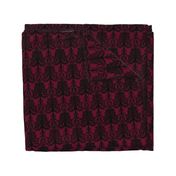 Ornate Gate Damask Black on Bordeaux