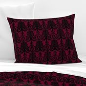 Ornate Gate Damask Black on Bordeaux