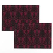 Ornate Gate Damask Black on Bordeaux