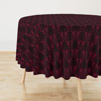 Ornate Gate Damask Black on Bordeaux