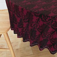 Ornate Gate Damask Black on Bordeaux