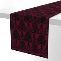 Ornate Gate Damask Black on Bordeaux