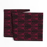 Ornate Gate Damask Black on Bordeaux