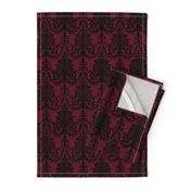 Ornate Gate Damask Black on Bordeaux