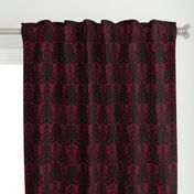 Ornate Gate Damask Black on Bordeaux