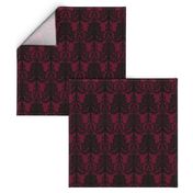 Ornate Gate Damask Black on Bordeaux