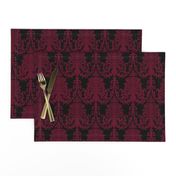 Ornate Gate Damask Bordeaux on Black