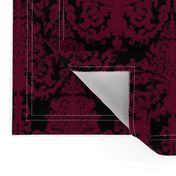 Ornate Gate Damask Bordeaux on Black