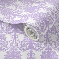 Ornate Gate Damask Lavender on Ivory