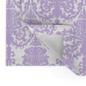 Ornate Gate Damask Lavender on Ivory