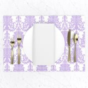 Ornate Gate Damask Lavender on Ivory