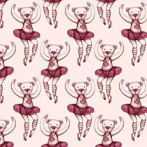 Ballerina Teddy Illustration - Rose pink and magenta