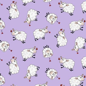 Ditsy Sheep Scatter - Purple