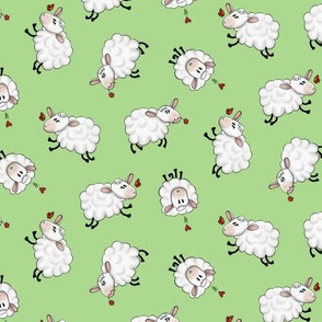 Ditsy Sheep Scatter - Green