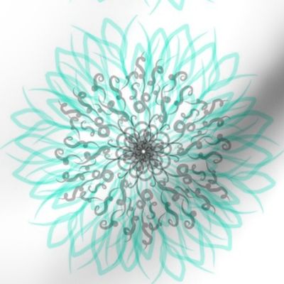 Teal + Grey Dahlia Flowers on White | Floral  