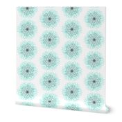 Teal + Grey Dahlia Flowers on White | Floral  