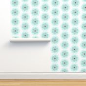 Teal + Grey Dahlia Flowers on White | Floral  