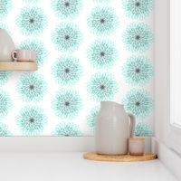 Teal + Grey Dahlia Flowers on White | Floral  