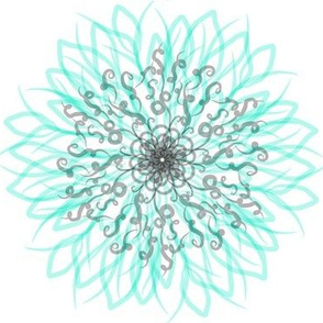 Teal + Grey Dahlia Flowers on White | Floral  