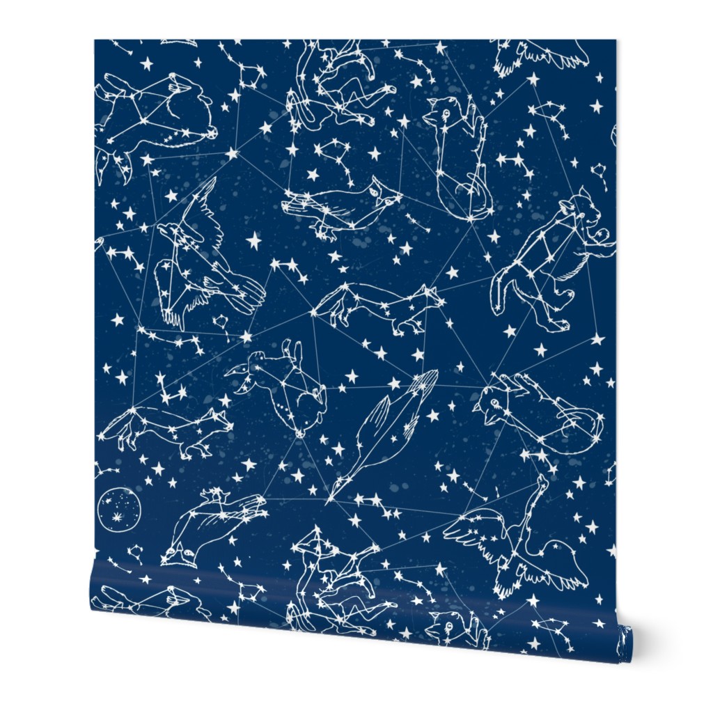 constellations // animal stars night sky constellations astronomy navy blue kids room cute stars constellation fabric