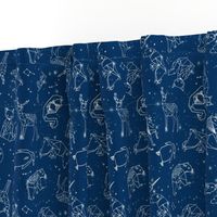 constellations // geometric constellations animals stars night sky navy blue kids room nursery decor cute fabric