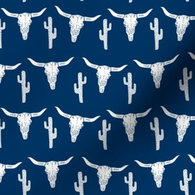 longhorn skulls // longhorn skull western cactus navy blue kids room boys design boys room texas