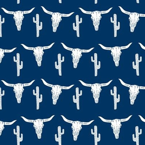 longhorn skulls // longhorn skull western cactus navy blue kids room boys design boys room texas