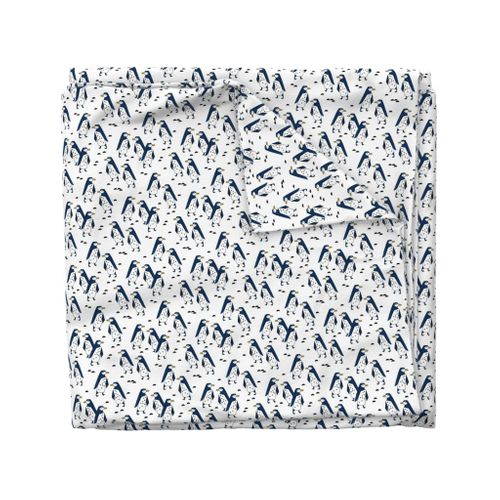 penguins // penguin fabric navy blue kids antarctic tundra winter animals birds 