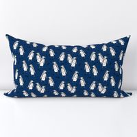 penguins // navy blue and grey penguins antarctic kids tundra nature birds navy blue fabric 