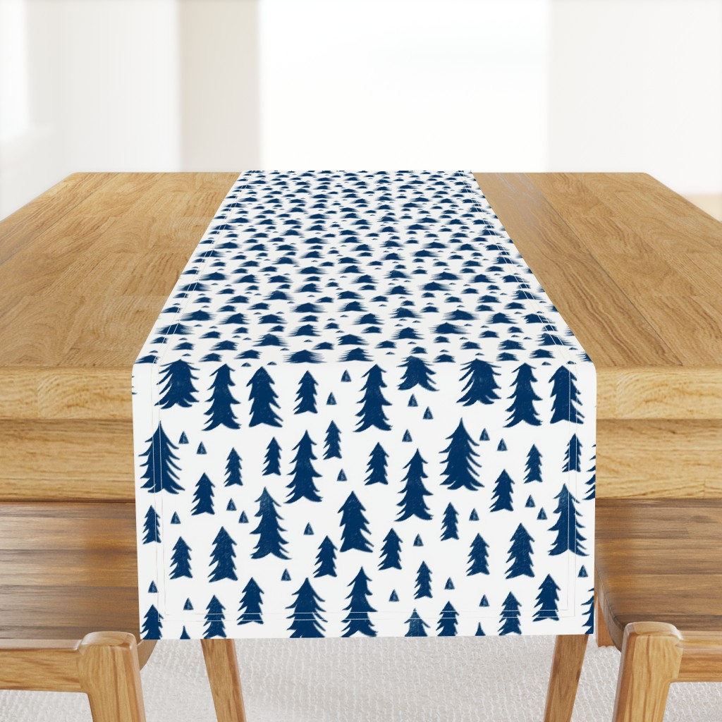 navy blue trees // trees navy kids room triangles fir tree camping outdoors navy blue tree fabric