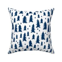 navy blue trees // trees navy kids room triangles fir tree camping outdoors navy blue tree fabric