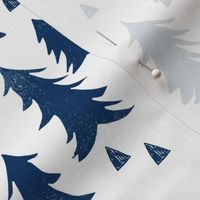 navy blue trees // trees navy kids room triangles fir tree camping outdoors navy blue tree fabric