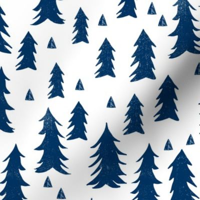 navy blue trees // trees navy kids room triangles fir tree camping outdoors navy blue tree fabric