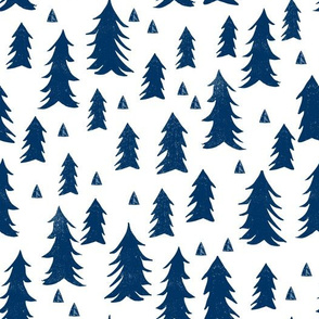 navy blue trees // trees navy kids room triangles fir tree camping outdoors navy blue tree fabric