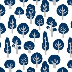woodland trees // forest trees linocut navy blue grey kids boys woodland camping outdoors kids baby 