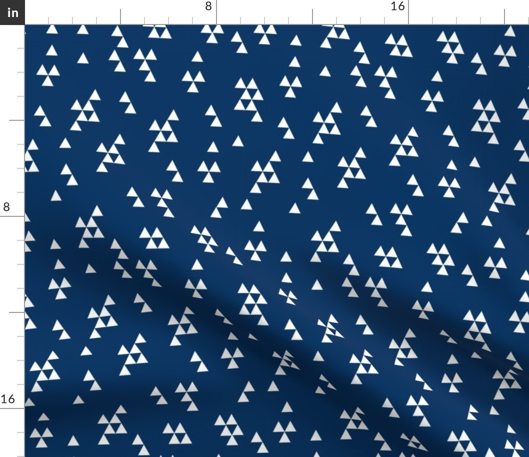 navy blue triangles // triangles kids boys nursery baby kids fabric navy blue design