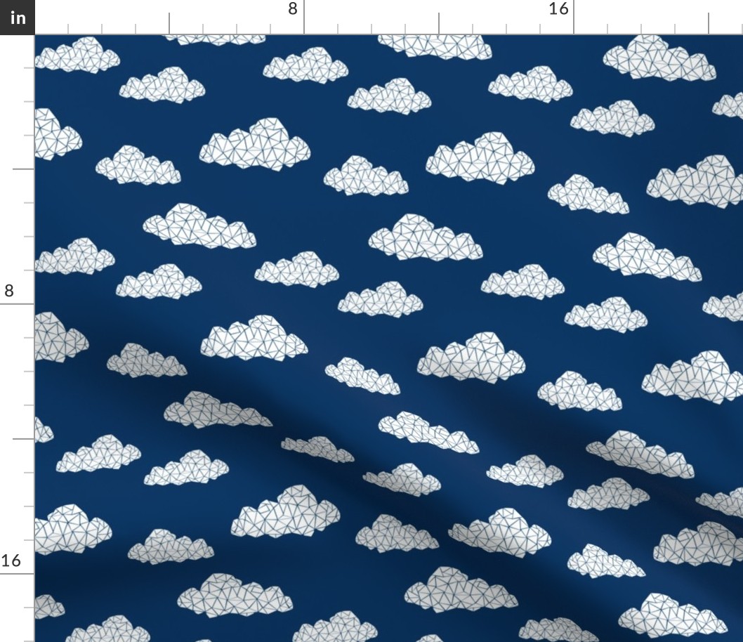 geo cloud // navy blue true navy blue geometric clouds kids nursery baby cute