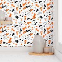 memphis design squiggles 80s rad art grey orange black trendy hipster halloween kids