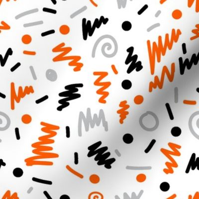 memphis design squiggles 80s rad art grey orange black trendy hipster halloween kids