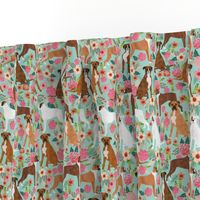 boxer dog flowers florals mint cute flowers trendy painted vintage florals boxer dogs 