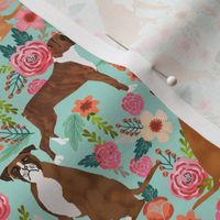 boxer dog flowers florals mint cute flowers trendy painted vintage florals boxer dogs 